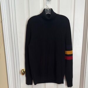 Faribault NWT Men's Black wool Sweater with Colorful Stripes made in Italy 🇮🇹